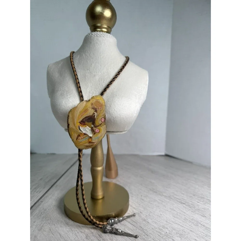 Vintage DeGrazia Yaqui Deer Dancer Bolo Tie Hand Painted Southwestern Western